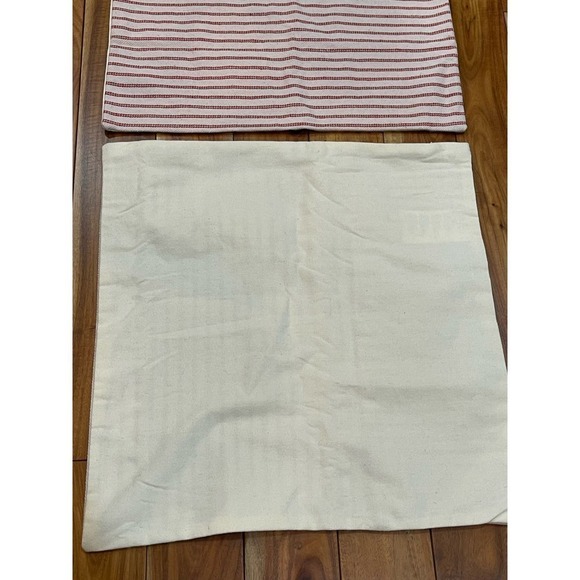 NWOT set of 17 x 17" throw pillow covers w/zip close, Cream with thin red strip - Picture 4 of 5